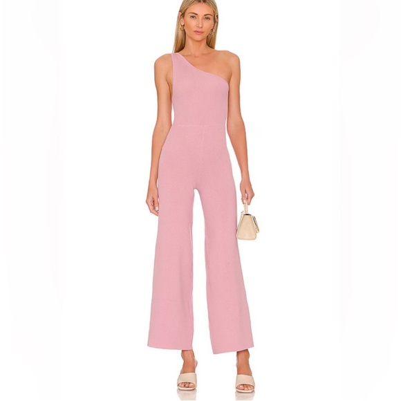 Free People Pants - Free People Beach Pink One Shoulder Knit Jumpsuit Women’s Size Small NWT